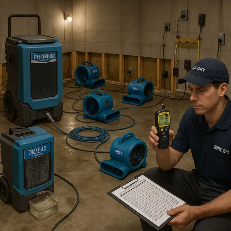 Structural Drying and Dehumidification process in South Peabody, MA